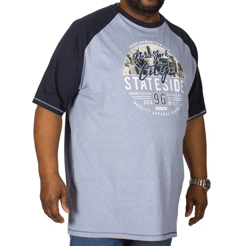 D555 bedrucktes Reglan T-Shirt Jarvis Blau