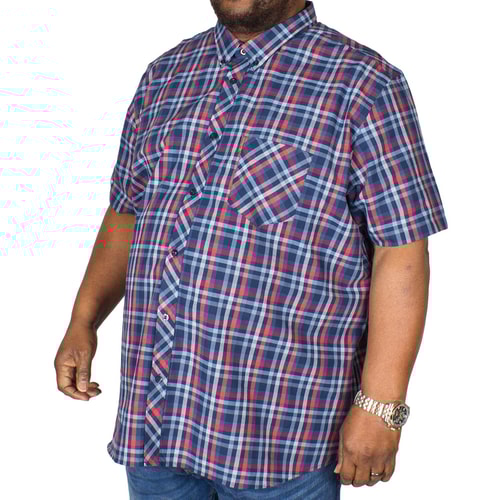 Ben Sherman Kurzarm Hemd Karomuster Marineblau