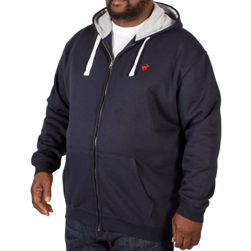 Bigdude Fleece Kapuzenpullover mit RV Dunkelblau
