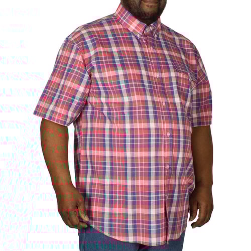 Espionage kariertes Kurzarmhemd Rot/Blau