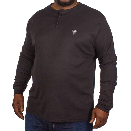 Replika Grandad Long Sleeve T-Shirt Black