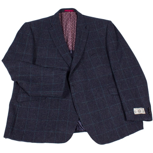 Scott Herringbone Check Blazer Navy