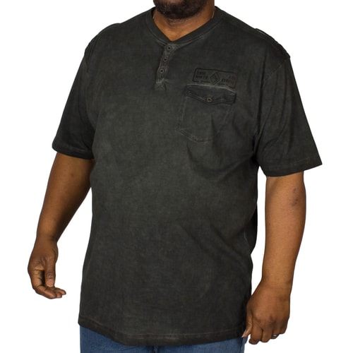 KAM T-Shirt mit Knopfleiste Schwarz