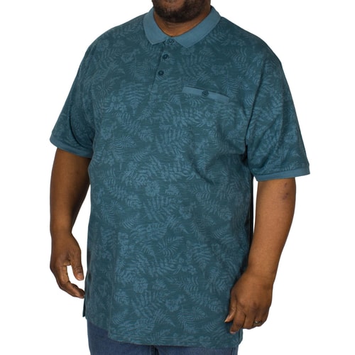 KAM Poloshirt mit Blätter Print Blau 