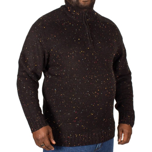 Replika Strickpullover mit RV-Kragen Schwarz