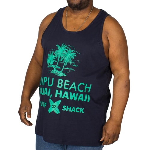 KAM Tanktop mit Hawaii Print Dunkelblau 