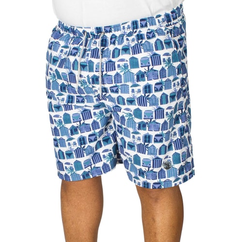 Espionage Badeshorts Strandhütte Blau/Weiß