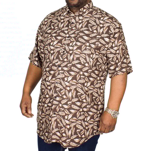 Espionage Hemd mit Feder-Muster Schwarz