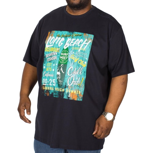 Espionage T-Shirt mit Long Beach Print Dunkelblau