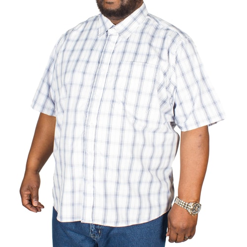 Pierre Roche Kurzarm Karohemd Weiß