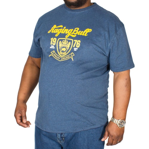 Raging Bull Logo T-Shirt Marineblau Meliert 