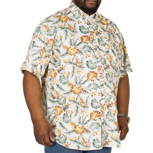 Espionage Kurzarmhemd mit Blumenmuster Grün / Orange