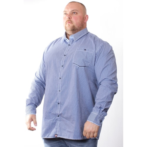 D555 Blue Contrast Striped Fashion Shirt