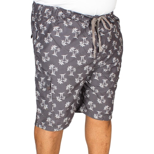 KAM Palmen-Print Badeshorts Anthrazit