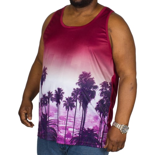 KAM Tanktop mit Palmen Print Burgunderrot 