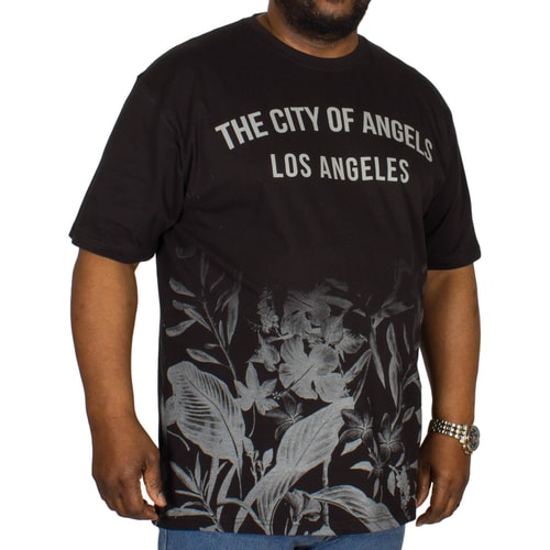 KAM Ombre T-Shirt mit LA Print Schwarz