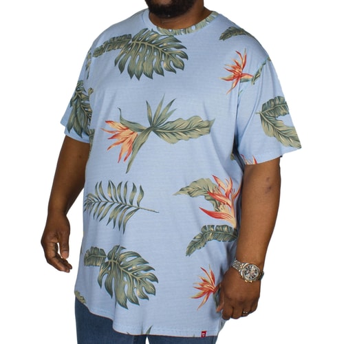 D555 Hawaii Print T-Shirt Blau