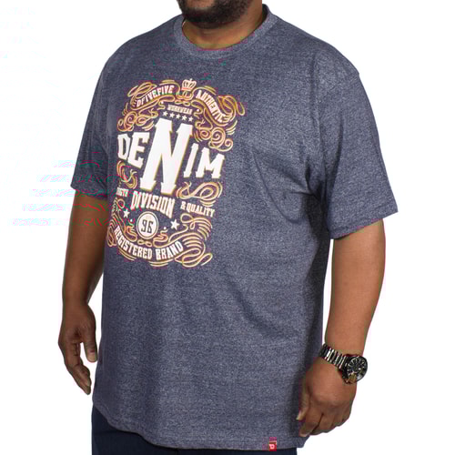 D555 Quinn Denim Division Print Crew Neck T-Shirt Blue