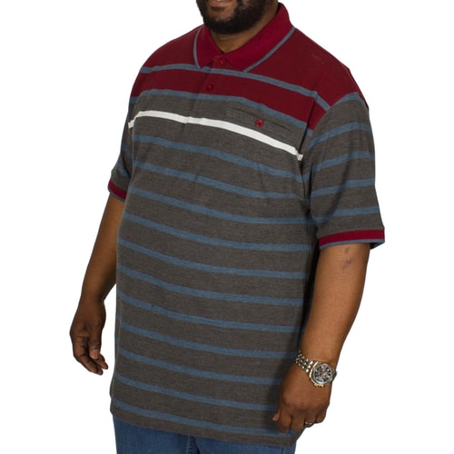 KAM gestreiftes Poloshirt Burgunderrot