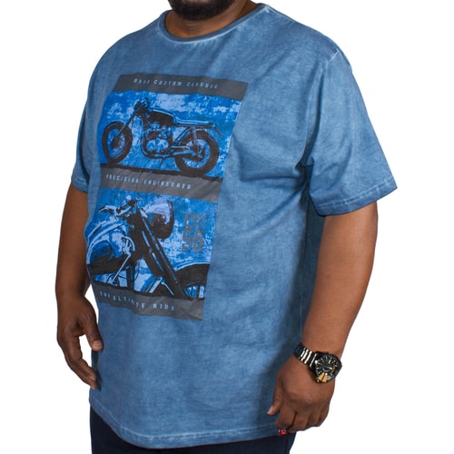 D555 Roy Motorbike Print Oilwash T-shirt Blue