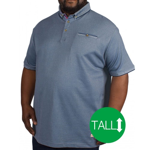D555 Edric Kurzarm Poloshirt Blau - Tall Collection