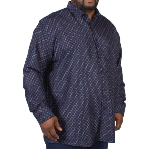 Fitzgerald Navy Cross Patterned Long Sleeved Shirt - Black