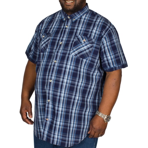 D555 Kurzarm Karohemd  Safford Blau