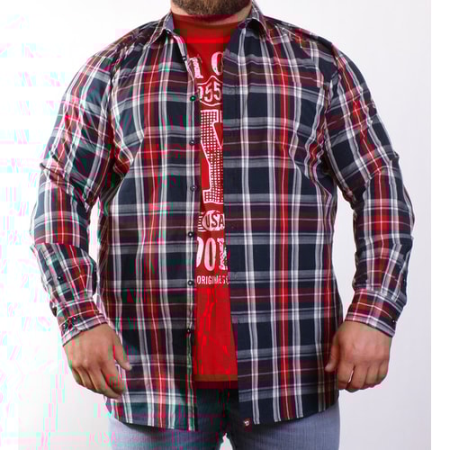 D555 Red Riga Shirt & T-Shirt Combo Set