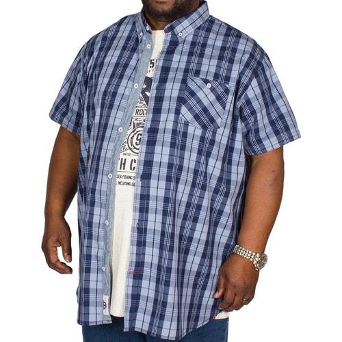 D555 Kurzarmhemd und T-Shirt Set Genua Blau