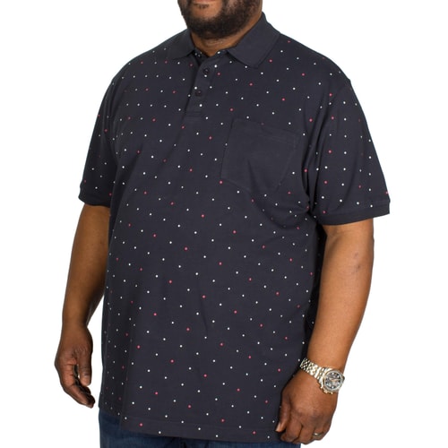 Bigdude Poloshirt Punktemuster Dunkelblau