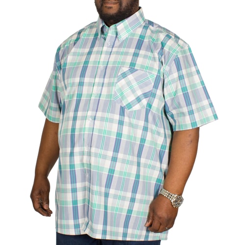 KAM Kariertes Kurzarmhemd Grün / Blau