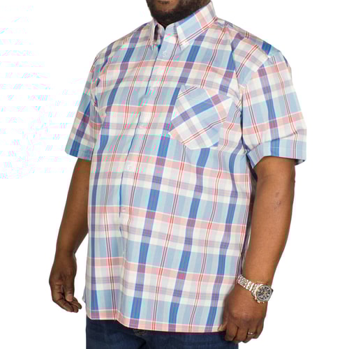 KAM kariertes Kurzarmhemd Rot/Himmelblau