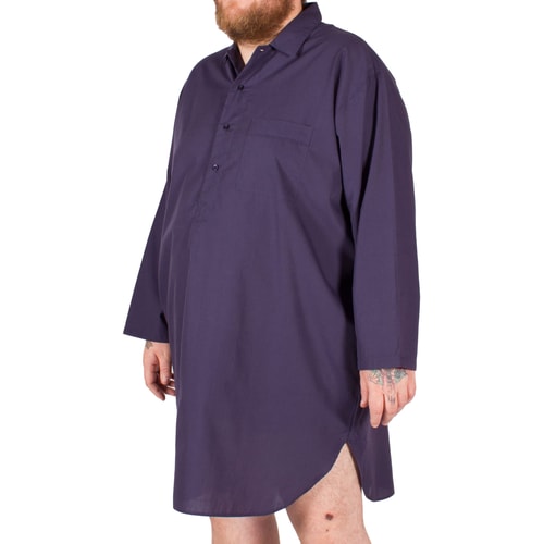 Kings Club Long Sleeve Knee Length Nightshirt Navy