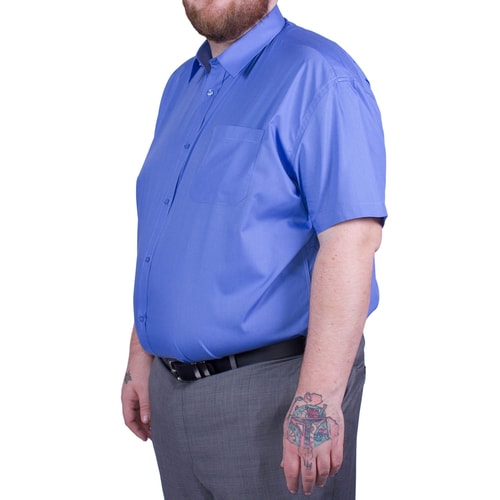 Rael Brook Einfarbig Blaues Kurzarmhemd