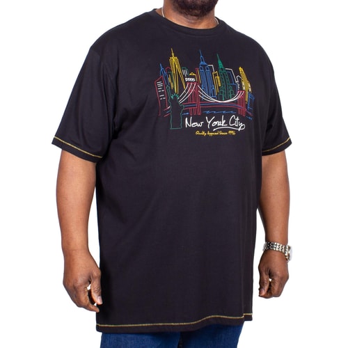 D555 T-Shirt Shelby New York City Print Schwarz