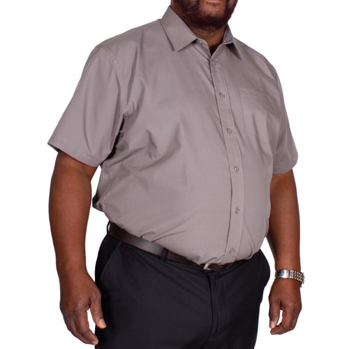 Bigdude klassisches Kurzarm Popeline Hemd Anthrazit 