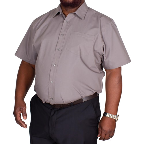 Bigdude klassisches Kurzarm Popeline Hemd Anthrazit Tall Fit 