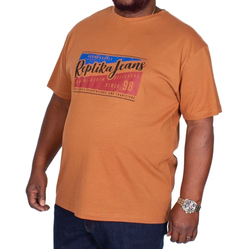 Replika bedrucktes T-Shirt Braun