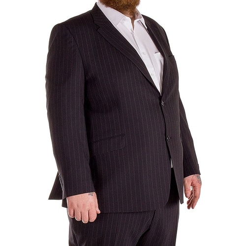 Hugo James Nadelstreifen Anzug-Jacke Schwarz