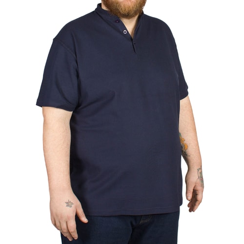 Espionage Grandad Pique Polo Shirt Navy