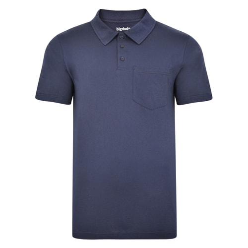 Bigdude Jersey Poloshirt mit Brusttasche Marineblau
