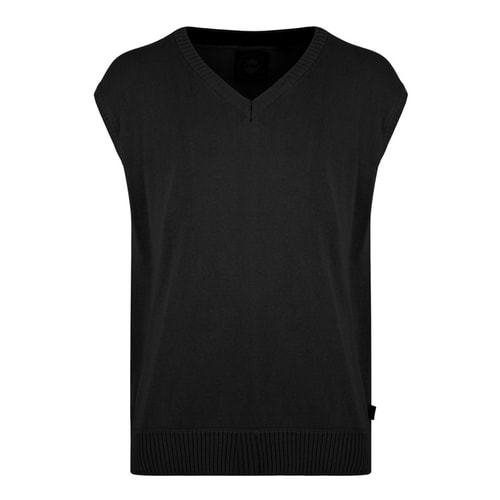 KAM Black Knitted V-Neck Sleeveless Jumper