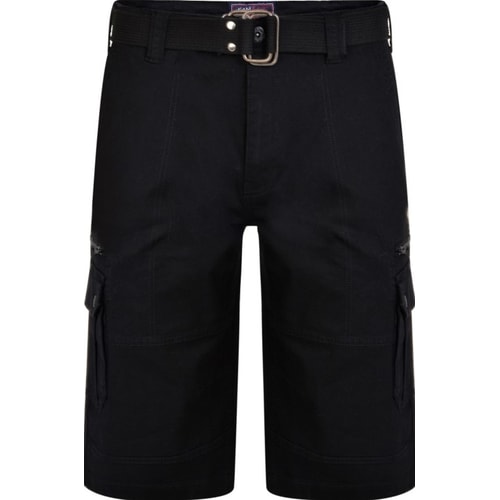 KAM Stretch Cargo Shorts mit Gürtel Schwarz