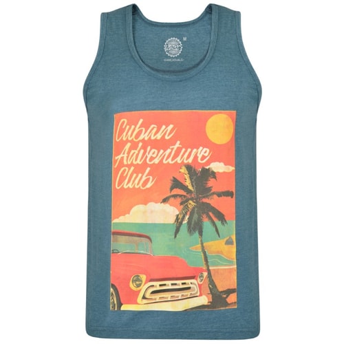 KAM Cuban Print Tanktop Jeansblau