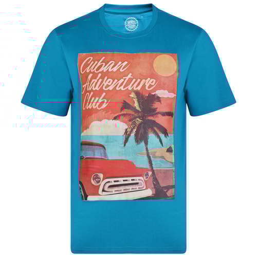 KAM Cuba Print T-Shirt Blau 