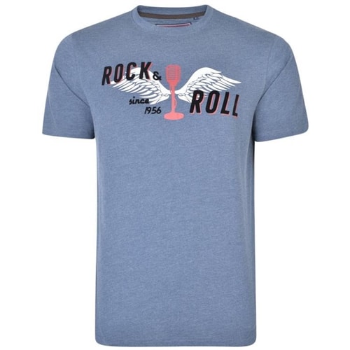 KAM Rock & Roll Print T-Shirt Indigoblau
