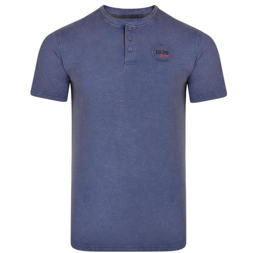 KAM Bronx T-Shirt mit Knopfleiste Indigoblau