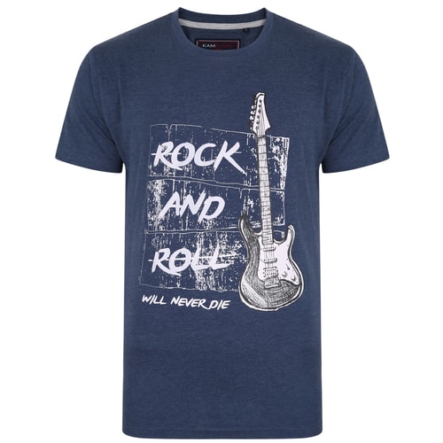 KAM Rock And Roll Print T-Shirt Blau 