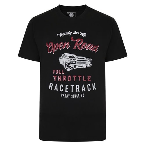 KAM Open Road Print T-Shirt Schwarz