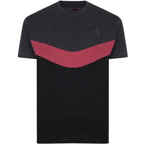 KAM Kontrast Panel T-Shirt Grau